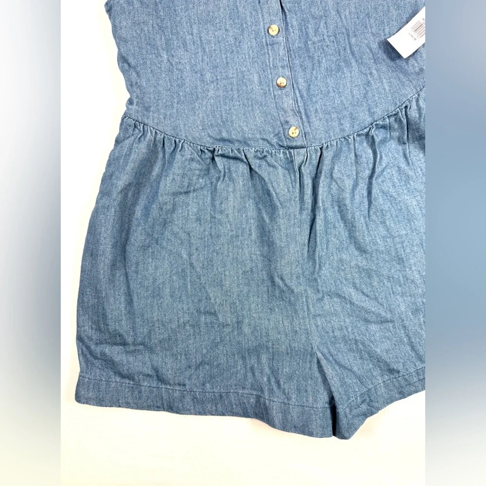 NWT OLD NAVY Girls’ Chambray Denim Button‎ Front Smock Sleeveless Romper Size L - Picture 5 of 9